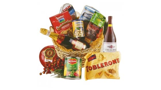 Overflowing Christmas basket