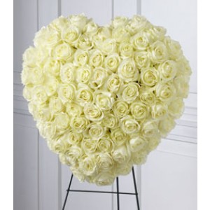 White Heart Sympathy Flowers